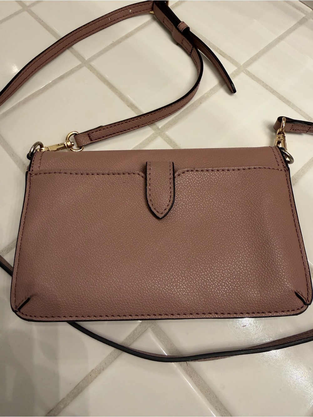 Nine West Pebbled Leather Crossbody Bag in Mauve Taupe - Picture 4 of 11